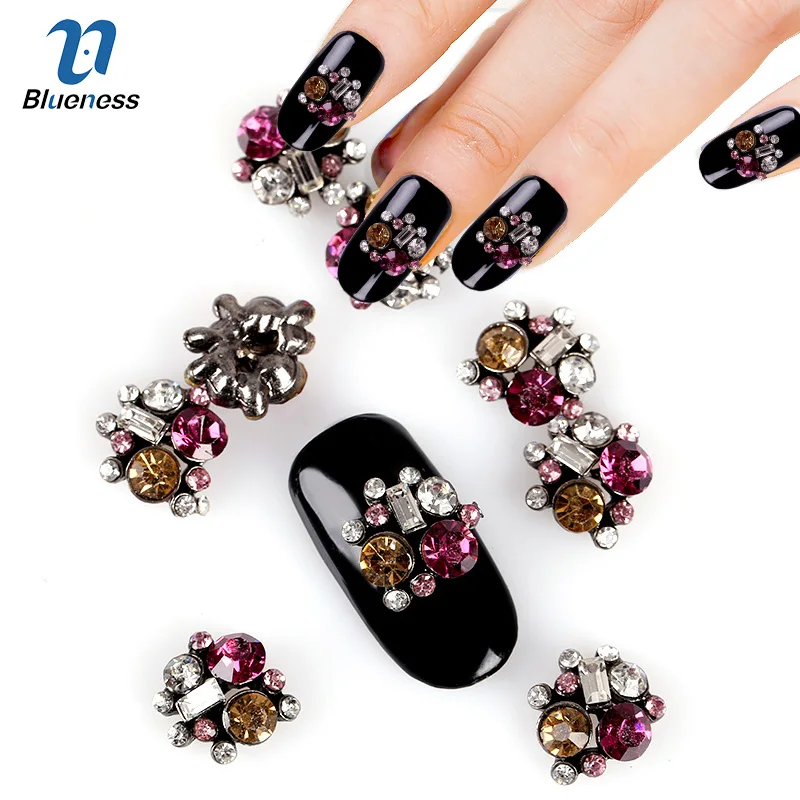 Блестящие украшения для ногтей Blueness 10 шт. подвески Стразы 3D металлический сплав
