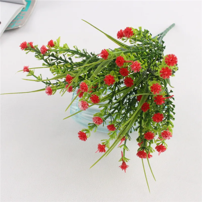Розово-красный Яркий P. tenuiflora зеленый пластик трава растения, Искусственные цветы babysbreath Свадебные дома Рождество Декор вечерние партии Офис цветок цветы искуственные тычинки для цветов статуэтки декор для дома штормгласс - Цвет: Розово-красный