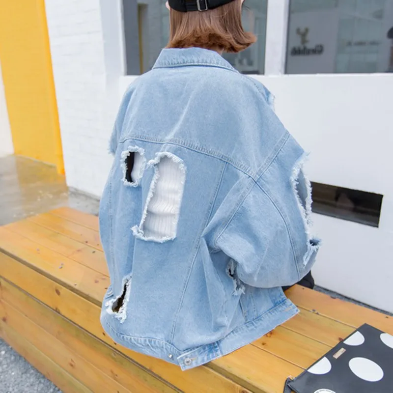 2017 джинсовые куртки большого размера Осенняя Модная Джинсовая куртка с длинными