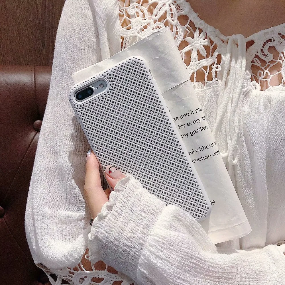 Яркие цвета силиконовые чехлы для телефонов iPhone 6 6S 7 8 Plus X сетчатый теплоотвод