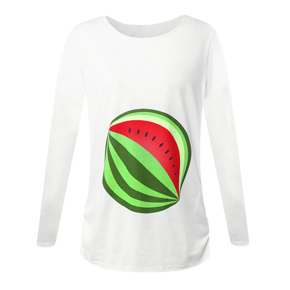 Женская милая Повседневная Футболка для беременных с забавным принтом и длинными рукавами, топы для беременных, Блузы для беременных zwanger kleding