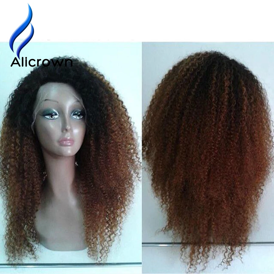 Alice Странный Вьющиеся Волосы Ombre 1B/30 Парик Фронта Шнурка Бесклеевого Полный