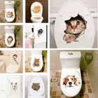 3D наклейки на стену с изображением котов, Декор для дома, гостиной, ванной, туалета, холодильника, ПВХ наклейки с животными, художественный плакат на стену