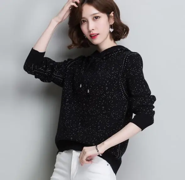 

2018 Casual knit sweater pullovers long sleeve dot for women