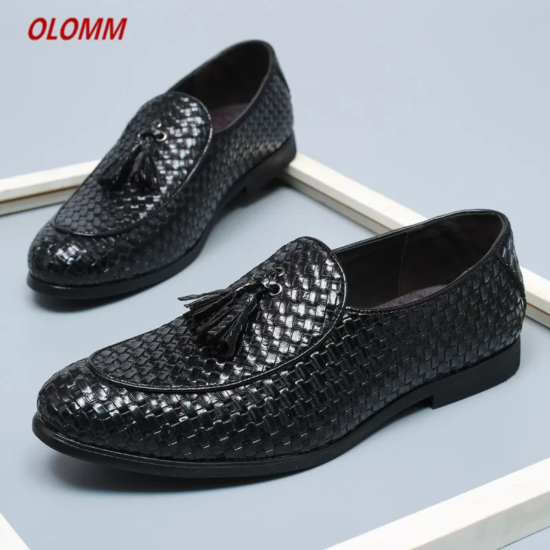 Мужская деловая вязаная обувь с острым носком Модная Повседневная дышащая из