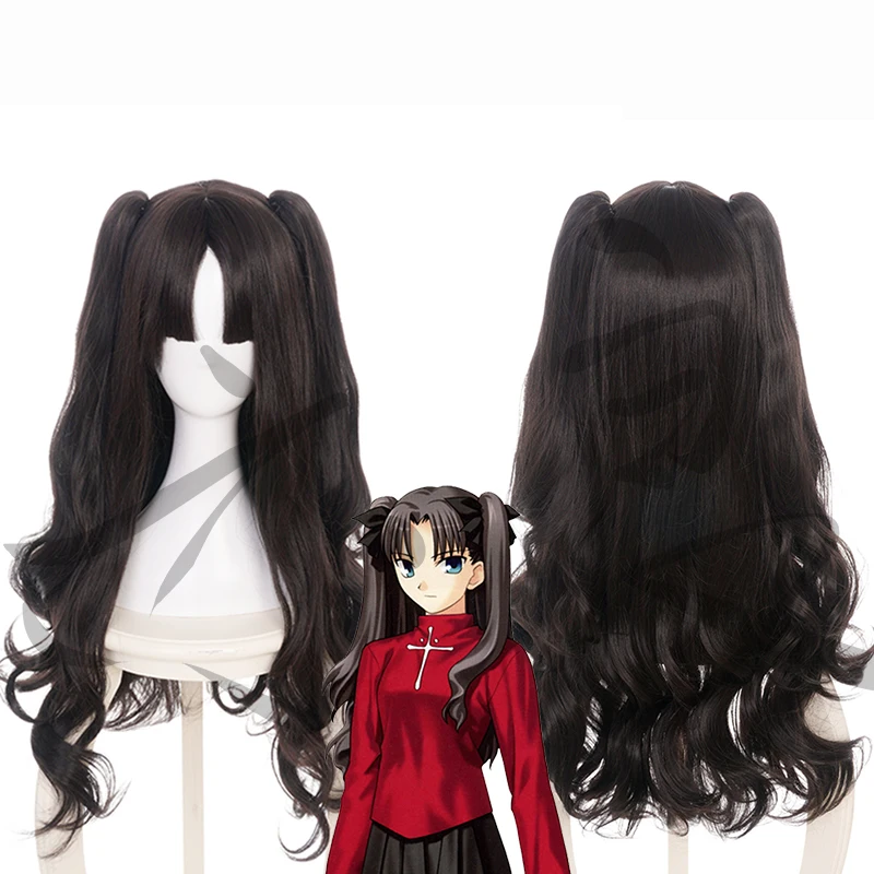 Аниме FGO Fate Grand Order Tohsaka Rin черный волнистый парик для косплея конский хвост волосы