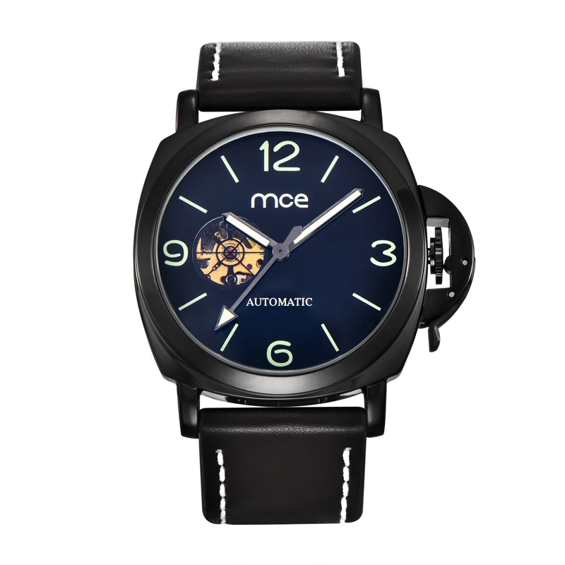 Люксовый бренд Мужские Blu Ray стекло Скелет автоматические механические часы Relogio