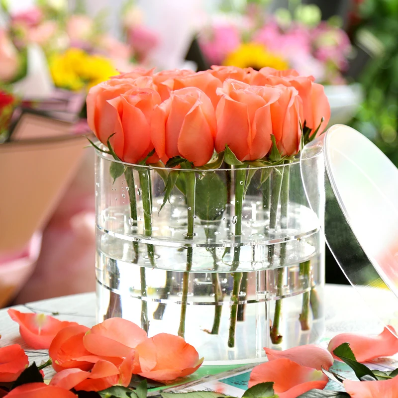 День Святого Валентина цветок коробка акриловые круглые в поле горячая