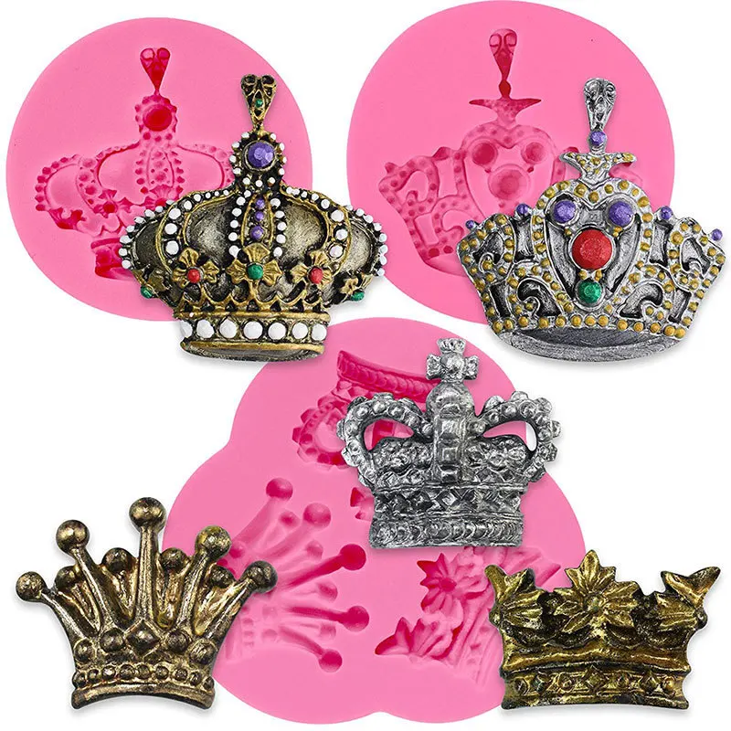 

3Pcs Royal Crown Fondant Candy Silicone Mold Cake Decoration Cupcake Topper DIY Chocolate Pastry Cookie Jewelry Clay Epoxy Resin