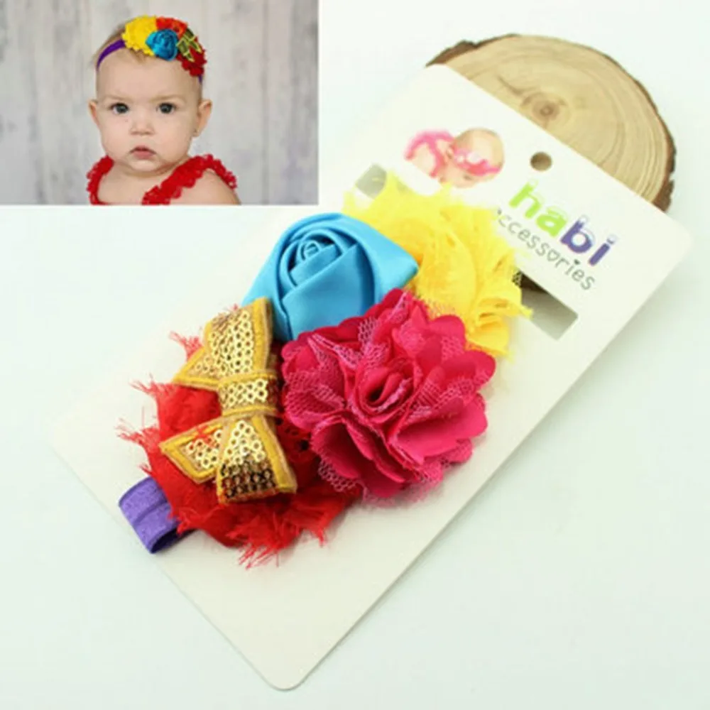 

New Hot OUTAD 1pc Baby Girls Headband Kids Elastic Floral Headband Hair Girls Bowknot Head Wrap Headwear Baby Hair Accessories