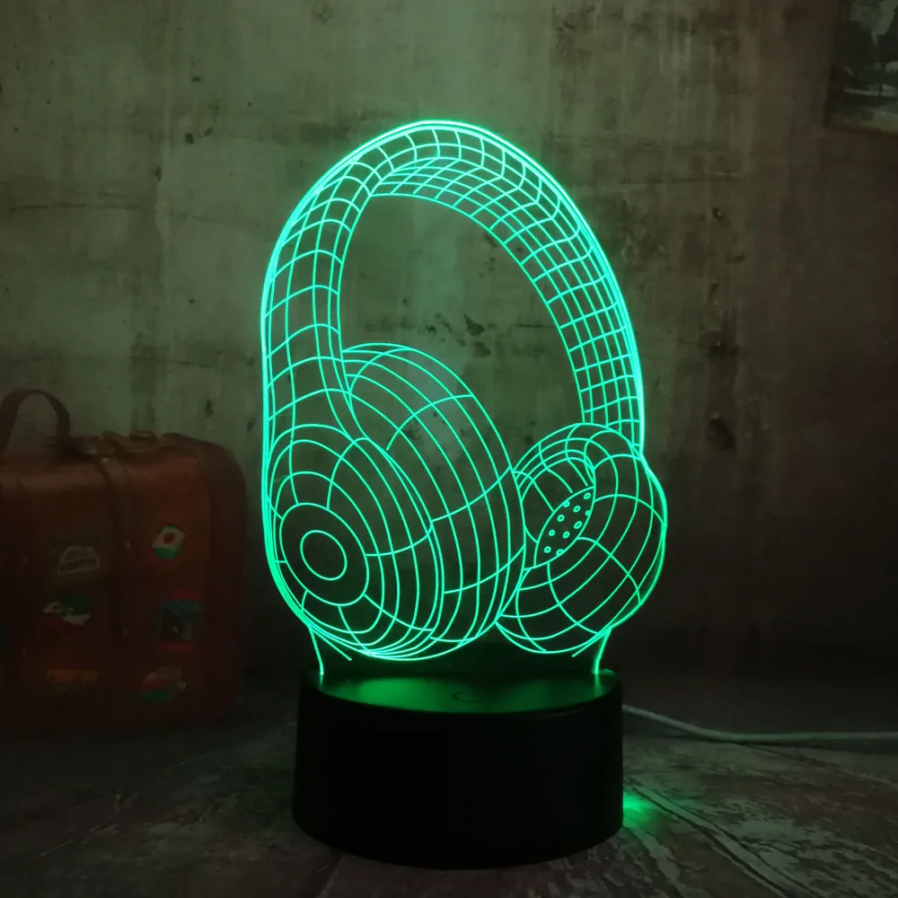 3D наушники украшение дома светодиодный светильник ночник гарнитура акриловая