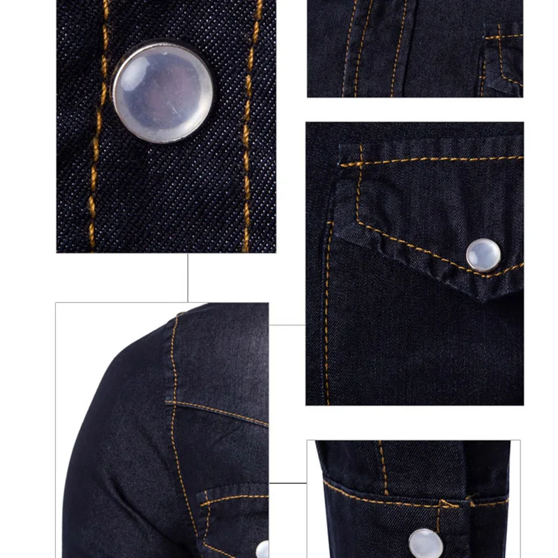 Мужская хлопковая рубашка с длинным рукавом Весенняя тонкая обтягивающая двумя