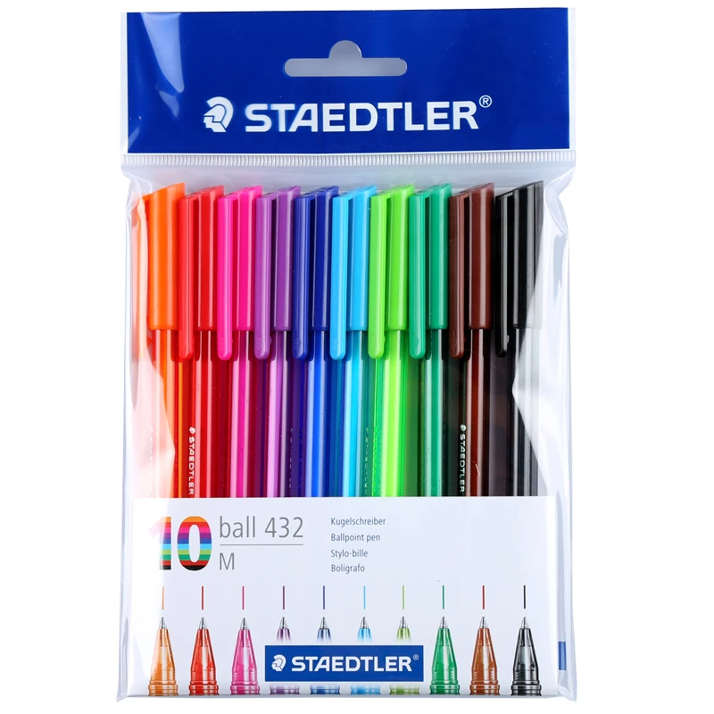 Шариковая ручка STAEDTLER 10 цветов 0 7 мм шариковая с острым носком | Канцтовары для