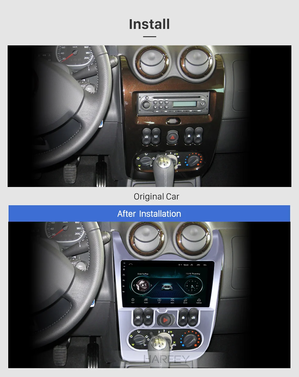 Harfey для Renault Duster/Logan 2009-2013 9 дюймов Android 8,1 HD сенсорный экран радио с Bluetooth и GPS USB AUX поддержка Carplay 3g wifi