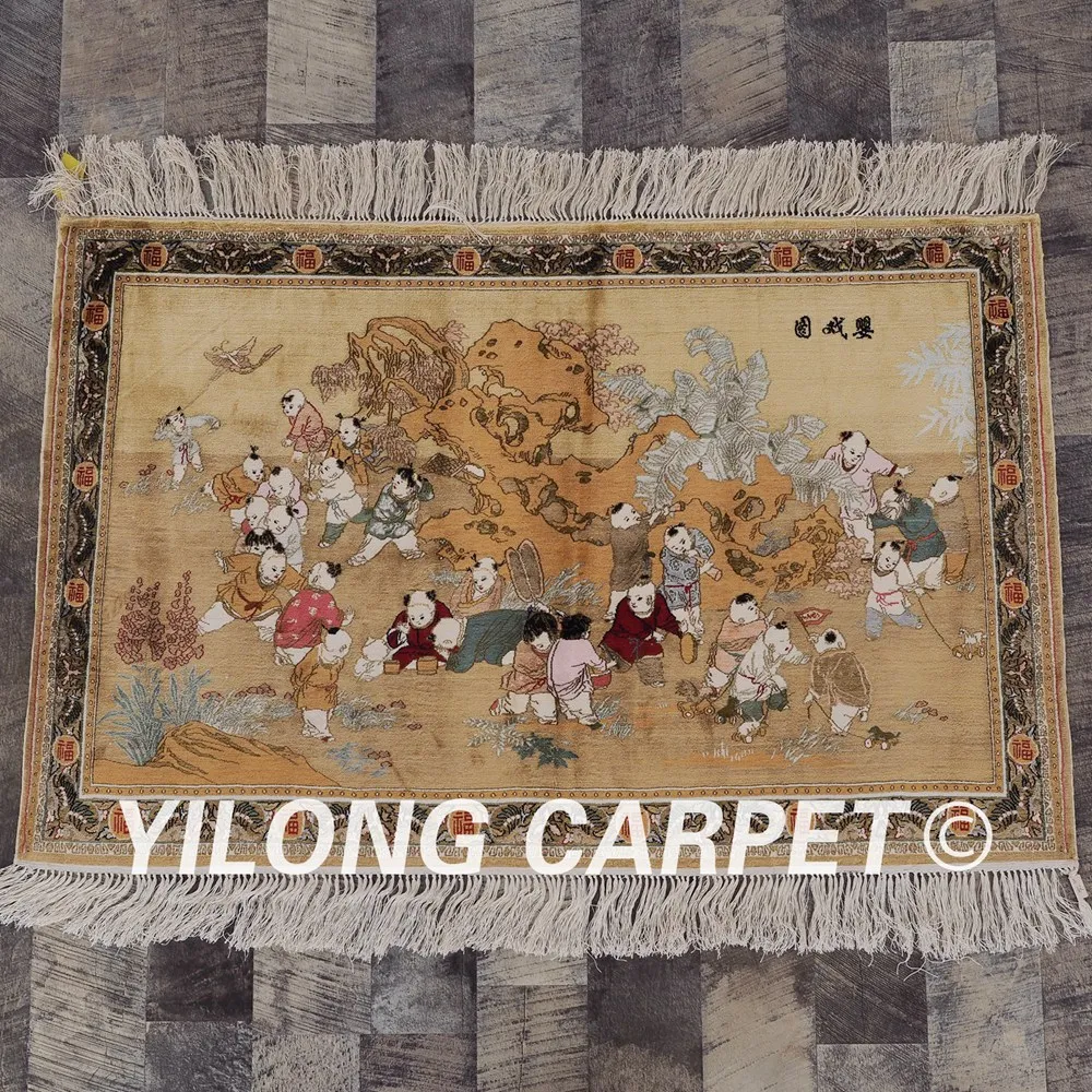 Yilong 2 'x 3' 400 линия восточные ковры шелковое искусство коллекция гобелен Играя