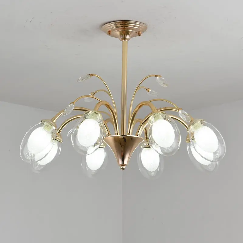 8 lights D64 H46cm Золотой светильник, хрустальная светодиодная люстра, домашний декор, светильник ing, современная гостиная, кухня, спальня, лампа, блестящее стекло, металл, G9 - Цвет абажура: 8 lights D64 H46cm