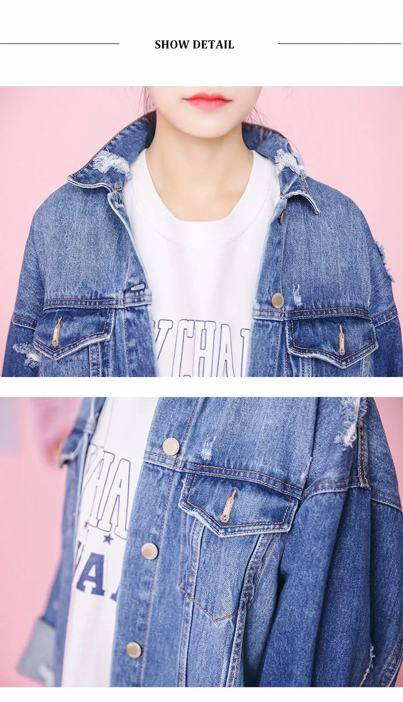 Новинка весны осенние джинсы Куртки 2017 Синий Винтаж джинсовая куртка Длинные