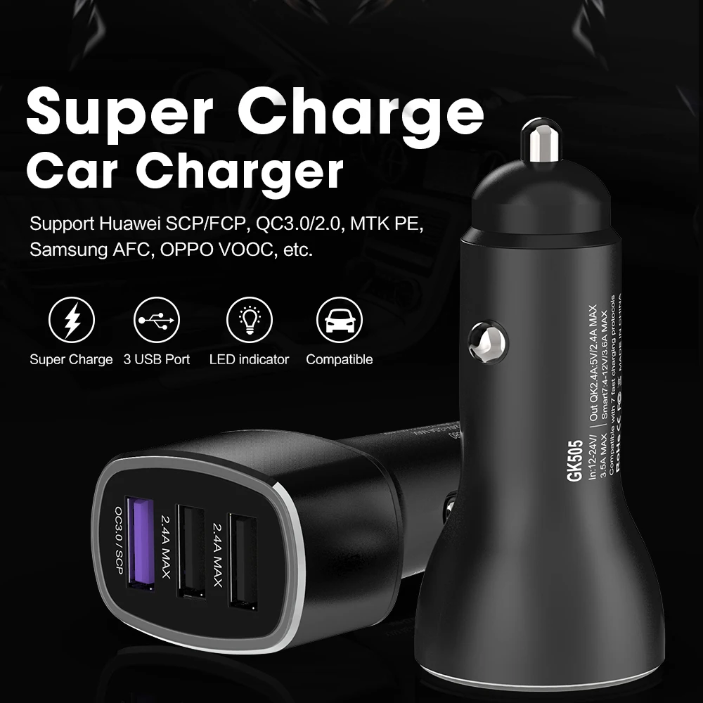 QC3.0 суперзарядка автомобильное зарядное устройство для сигар двойное USB