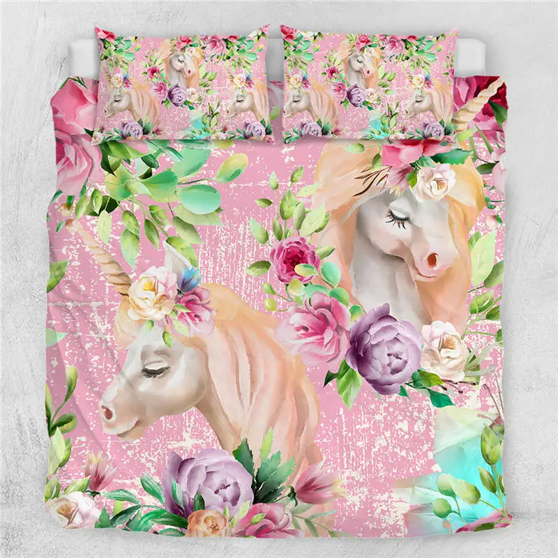 Unicorn1 Постельные принадлежности Outlet постельное белье с изображением единорога набор белое стеганое одеяло с лошадью чехол черный белый домашний текстиль детский мультяшный волшебный Радужный комплект постельного белья - Цвет: Unicorn1