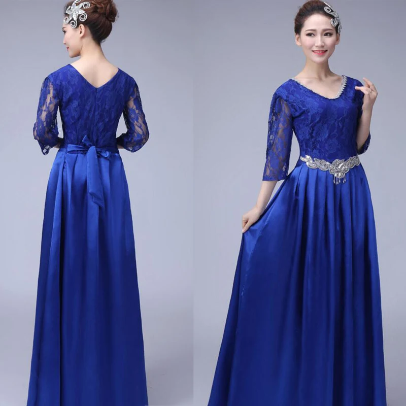 Женский костюм для бальных танцев длинный классический хора сценический