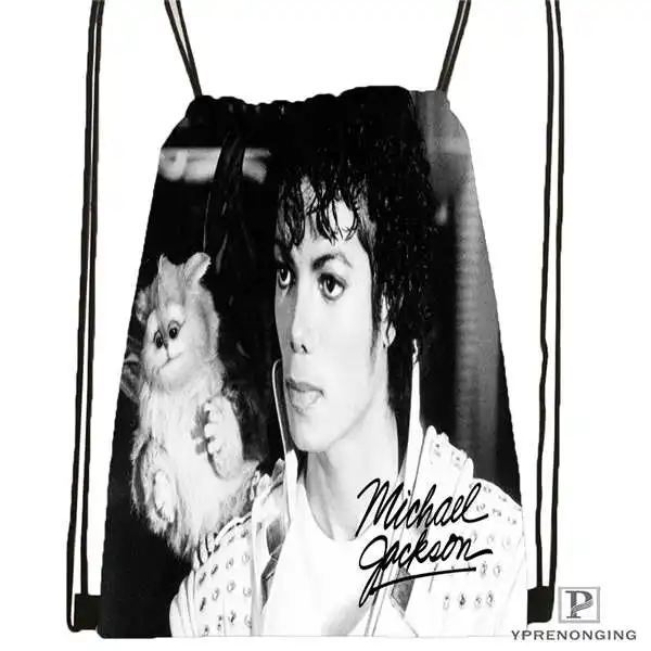 Custom Michael Jackson @ 1 рюкзак на шнурке сумка милый Детская (Черная задняя часть) 31x40 см