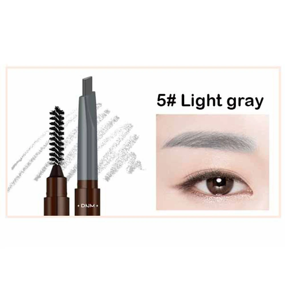 05 light gray Dnm 7 цветов, автоматический вращающийся карандаш для бровей с двойной головкой, водостойкая кисть, коричневая, черная, для бровей, татуировка, ручка TSLM2 - Цвет: 05 light gray