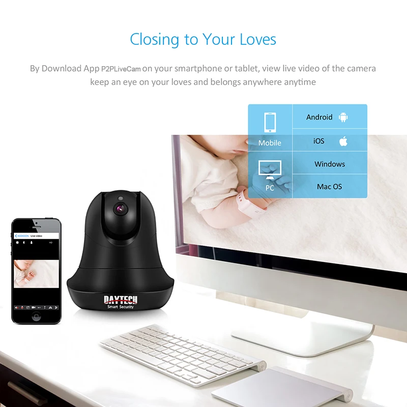 DAYTECH IP Wi Fi Камера Беспроводной 1080 P Видеонаблюдения Главная Камеры безопасности