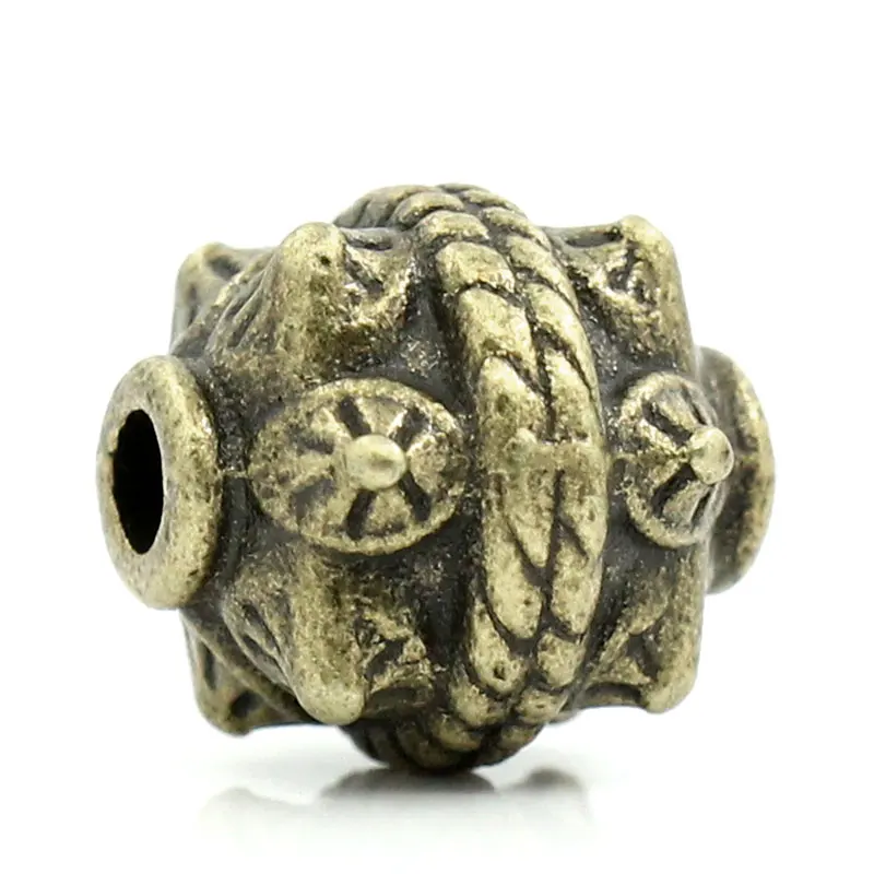 DoreenBeads цинковый Металл бусины-вставки из сплава бочонок античная бронза узор