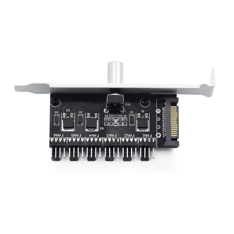 Aluminum Alloy sliver PCI 6 Way Desktop Computer Cooling Fan Speed Controller SATA/4Pin Power Socket fan hub Cables Connector | Компьютеры