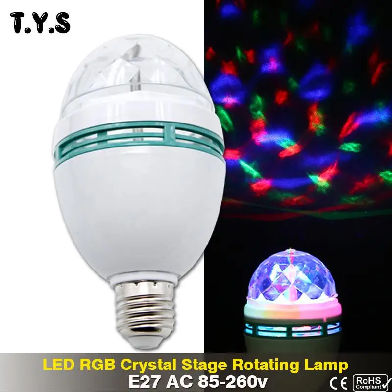 Цветная (RGB светодиодный диско свет шарика лампы E27 AC 110 V 220 освещение этапа