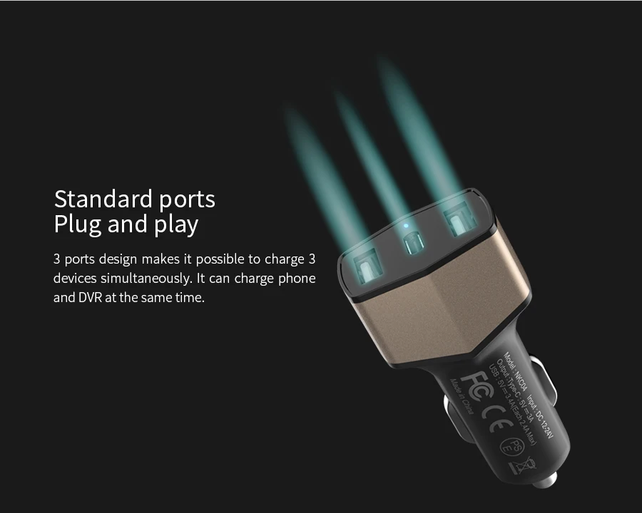 Быстрое зарядное устройство Nillkin Celerity 5 В а 2 порта USB Type-C быстрое автомобильное