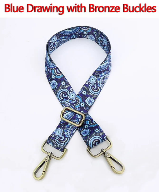 Bronze Blue Drawing 4 металлических цвета! DIY 140 см регулируемая сумочка, сумка с ремнями шириной 3,8 см сменные цветные Наплечные ремни, ремни для сумок - Цвет: Bronze Blue Drawing