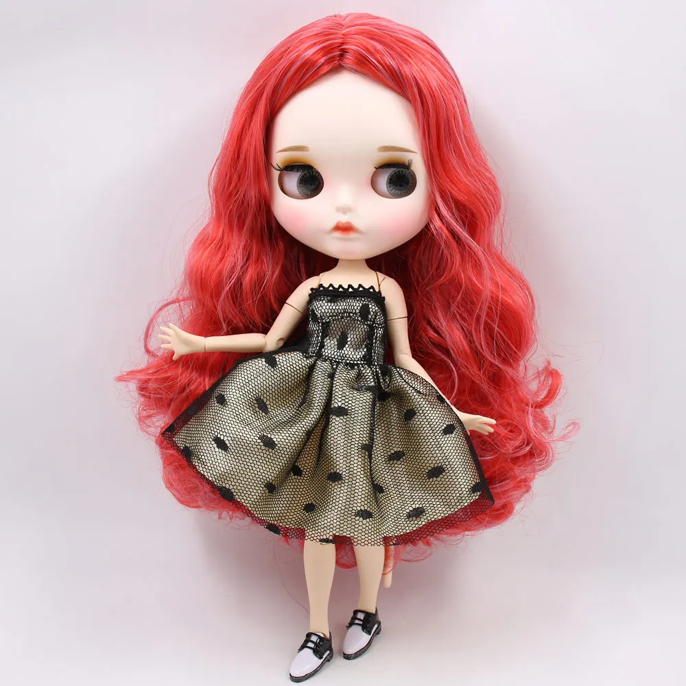 ICY Nude Blyth изготовленная на заказ кукла No. BL1063/1061 красные смешанные волосы 1/6 bjd, pullip, licca, jerryberry - Цвет: B doll clothes shoes