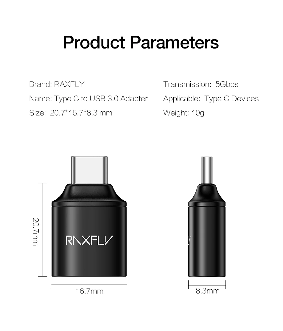 USB raxfly type C адаптер типа OTG-c 3,0 Мужской к USB 3,0 Женский конвертер для One plus 6 5 5T Xiaomi Mi 8 Синхронизация Зарядное устройство USB C OTG