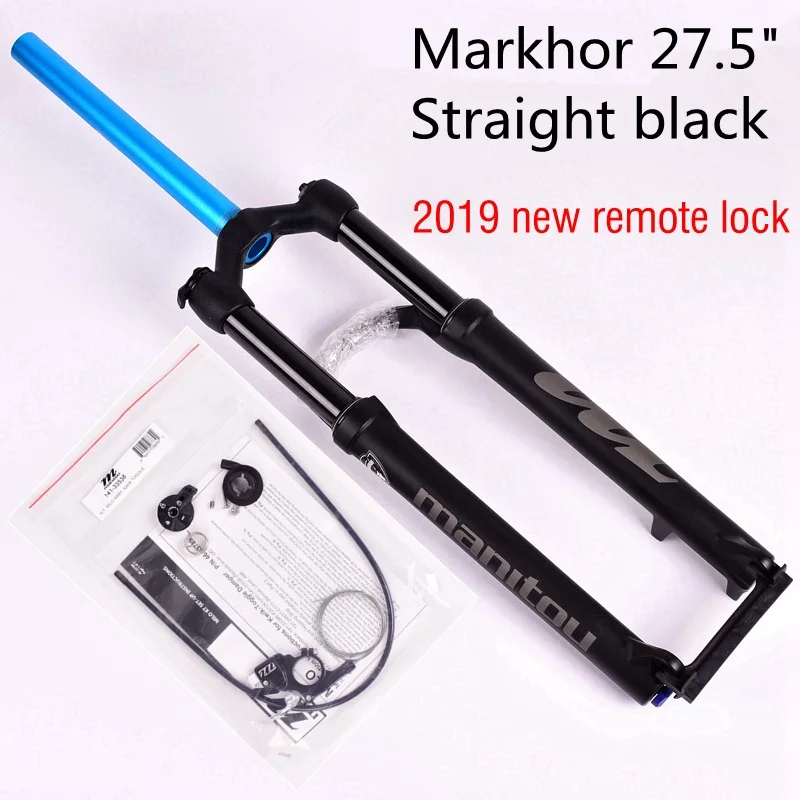 Велосипедная вилка Manitou MARKHOR 26 27,5 inchs 29er горная вилка для горного велосипеда пневматическая передняя вилка подвеска ручной пульт дистанционного управления - Цвет: Straight remote BK27