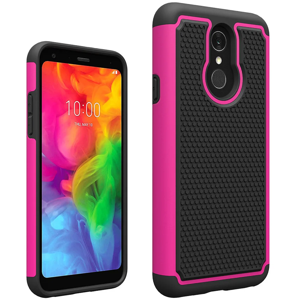 Двухслойный гибридный защитный чехол для LG Q7 сверхпрочный Мягкий ТПУ и жесткий