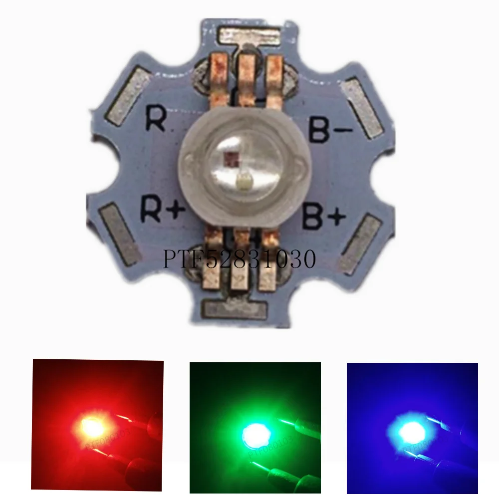 Светодиодный чип высокой мощности RGB 10 шт. 3 Вт 6 контактов 20 мм белая алюминиевая