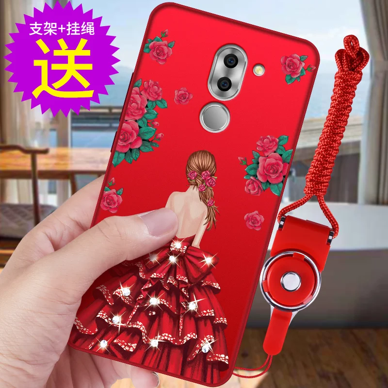bling rose wedding dress goddess with rope and stand holder soft silicon case For Huawei Honor 6X / 6A Play |