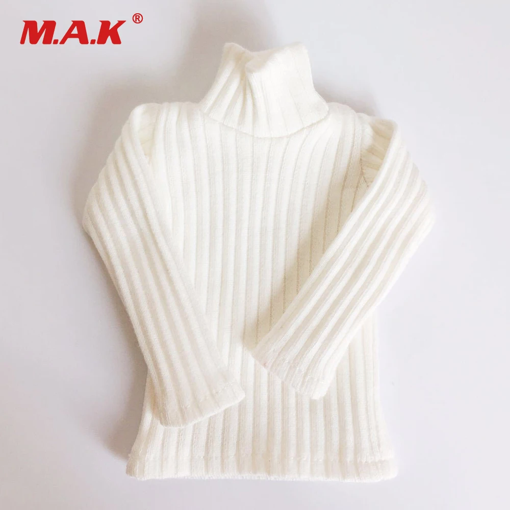 

1:6 Male/Female Clothes White High-necked Knit Sweater Elasticity Tops for 12'' Action Figure Accessory