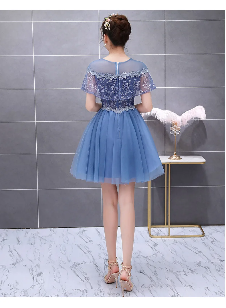 New short navy blue sweat lady girl women princess bridesmaid banquet party ball dress gown free shipping | Свадьбы и торжества