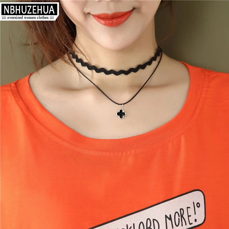 NBHUZEHUA 7G689 летние длинные женские Топы Harajuku Kawaii мультяшная Футболка с принтом