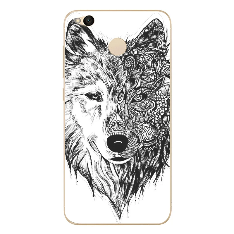 MLCRIYG Soft Phone Case For Xiaomi Redmi 4X TPU Colorful Animal Wolf Cool Cases Cover Painted Design Fundas B104 |