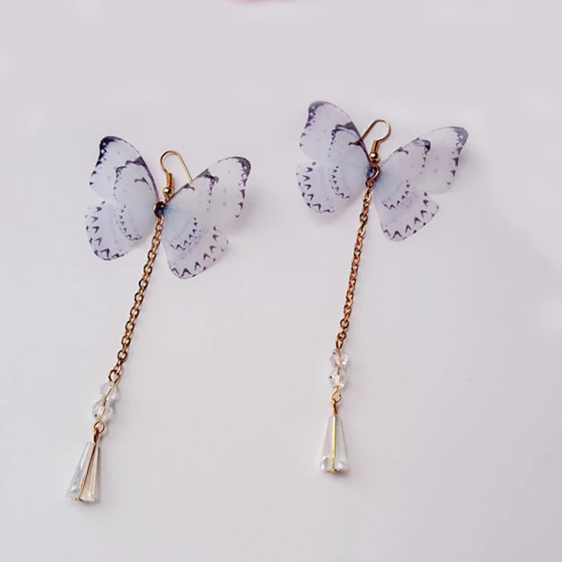 Голубая бабочка серьги-капли для женщин 2017 г. Модные ювелирной огранки дамы