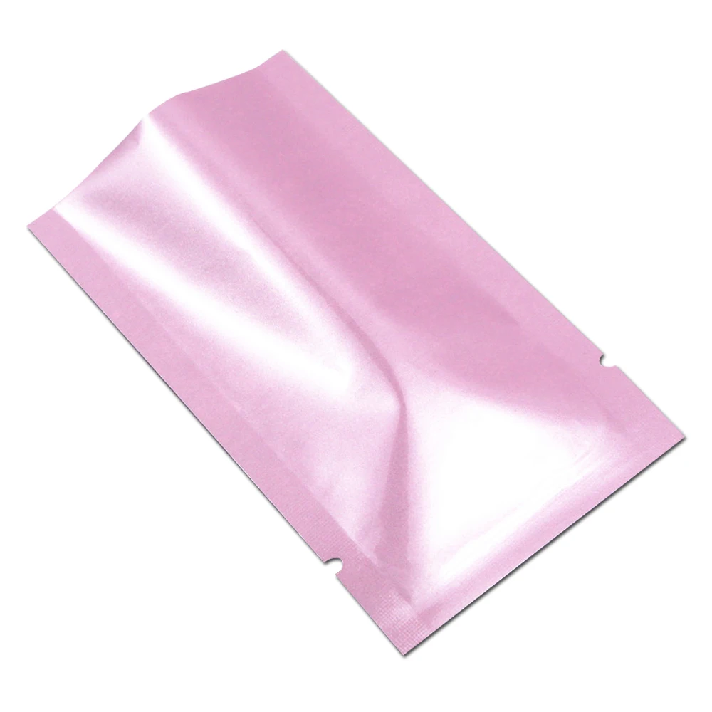 

Open Top Pink Aluminum Foil Package Bags Retail Vacuum Heat Seal Mylar Plastic Pouches Packing Storage Bag for Food Nuts Snack