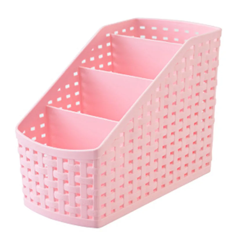 Imitation rattan multi-compartment storage box cosmetics desktop remote control debris classification 4-Lattice Gr | Дом и сад