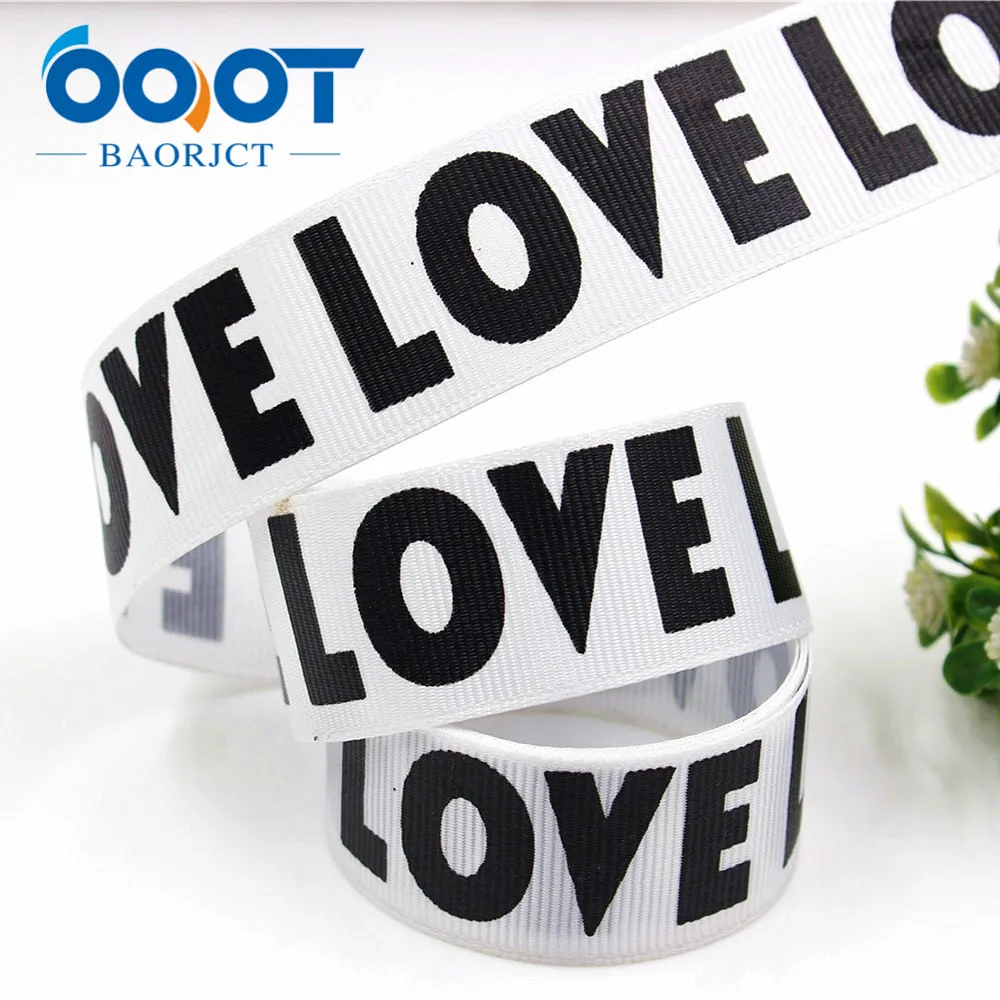 OOOT BAORJCT 1801058 25 мм 10 ярдов английская лента love Термотрансферная печатная корсажная