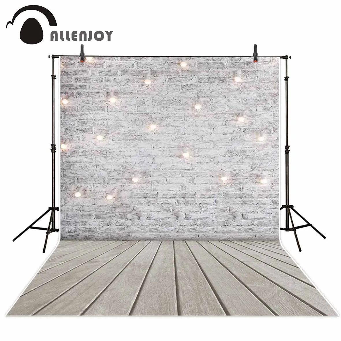 Allenjoy белая кирпичная стена с блестящими лампами фоны деревянный пол фотостудия