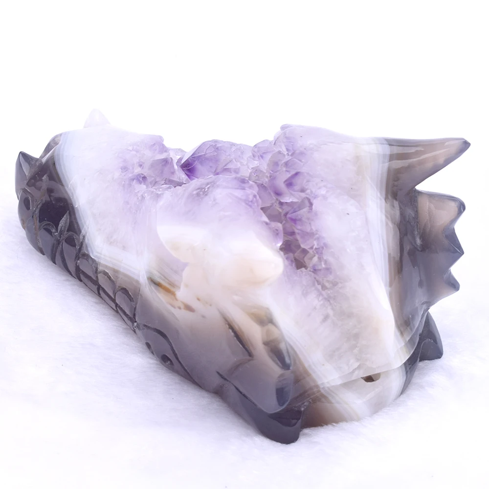 4 2 ''Голова Дракона Geode Агат скульптура ручной работы реалистичные статуя