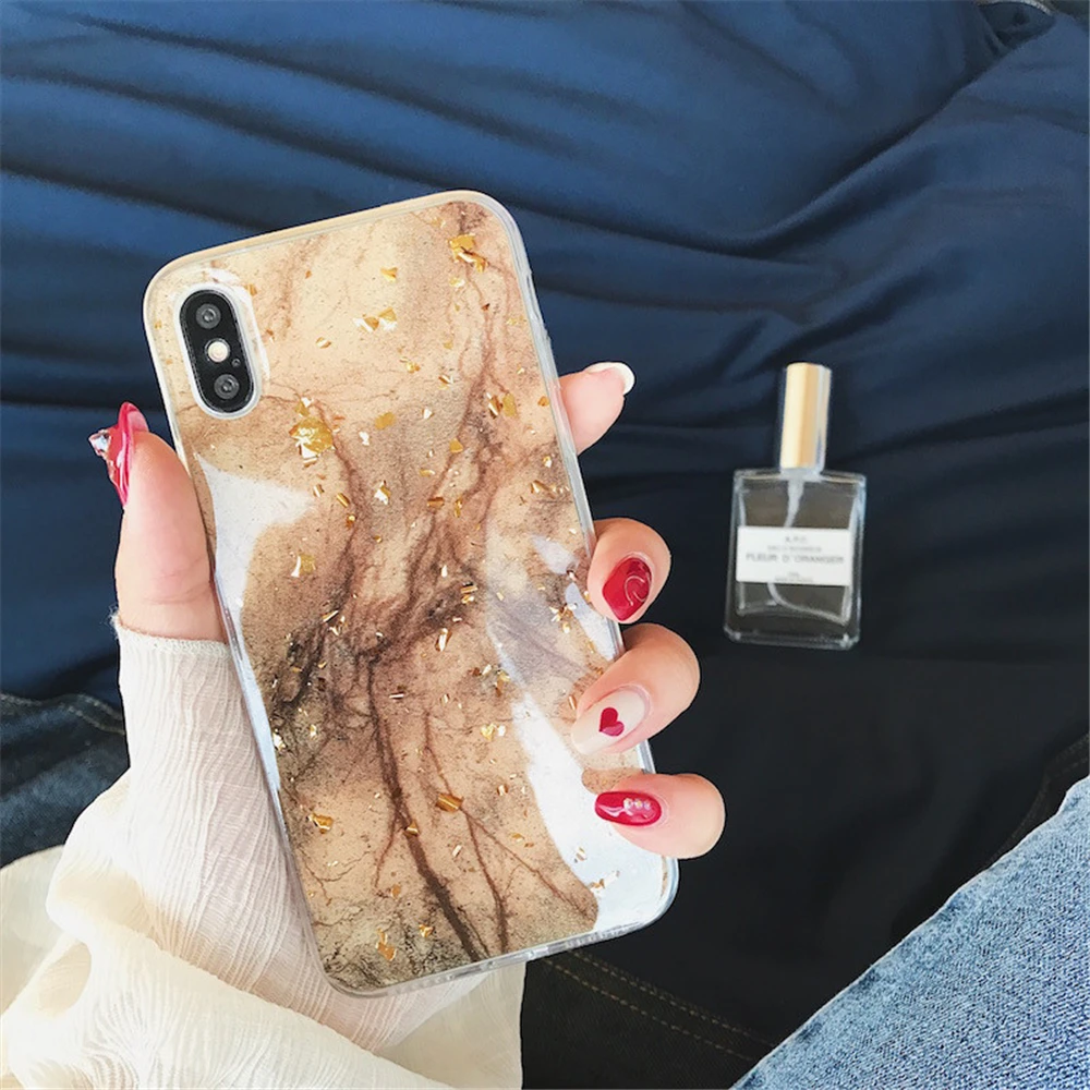 Luxury Gold Foil Bling Marble Phone Case For iPhone11 Pro X XS Max XR Soft TPU Cover iPhone 7 Plus 8 6 6s Glitter |