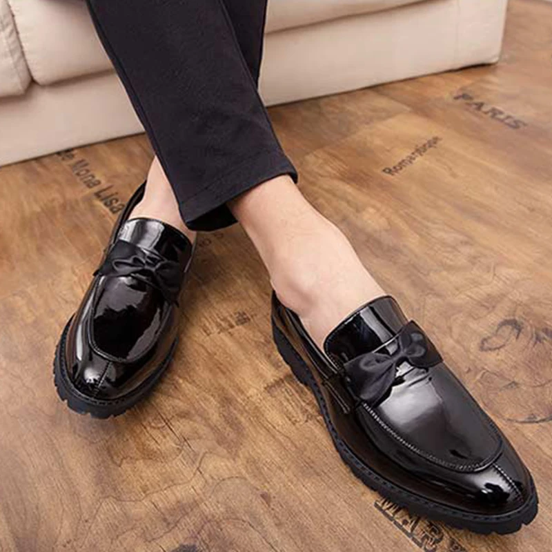 Мужская Свадебная обувь с галстуком бабочкой черная белая деловая повседневная